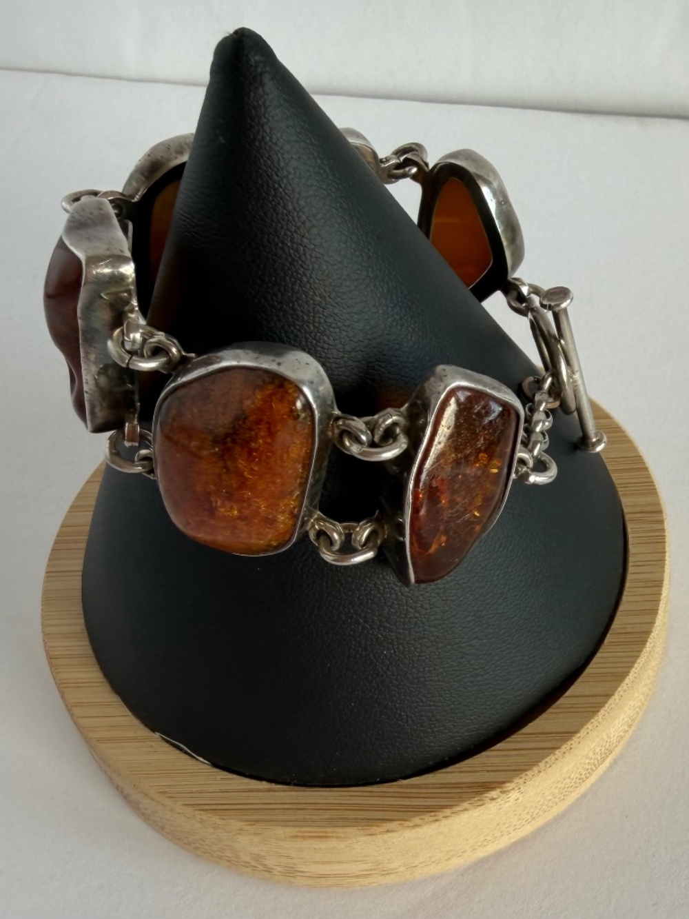 Amber Bracelet Set in Sterling Silver Cabochon Settings - Picture 10 of 12